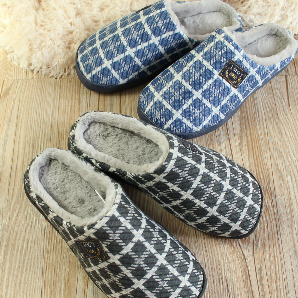 Home Rhymes Autumn Winter New Gge Jacquard Knit Home Shoes Slippers male English Inlenism FM19212 -Taobao