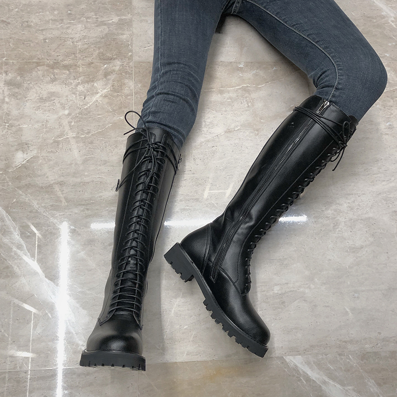 Cowhide Riding Boots Women's Boots 2021 New Boots Small Knee High Boots Straight Boots