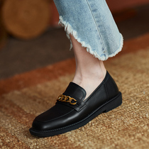 Recalling a small leather shoes women 2021 New British style retro low-healed soft bottom flat Joker a pedal single shoe women