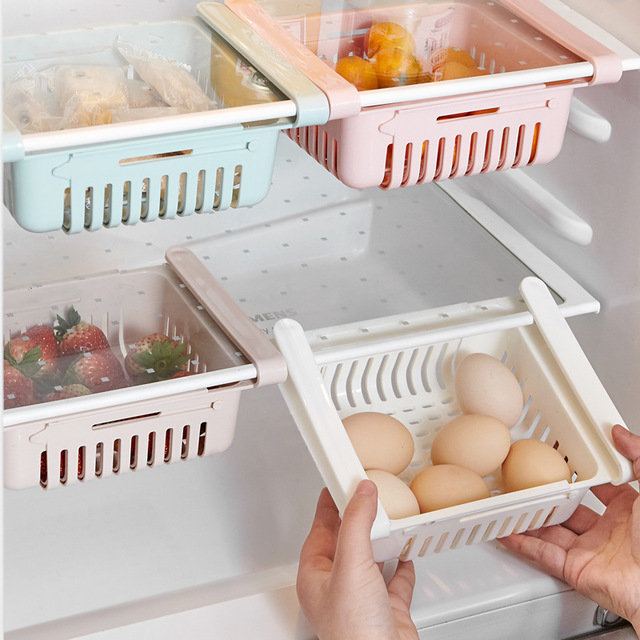 New Home Refrigerator shelve Refreshing Pull-out Sorting Box Retractable Partition Finishing Containing Deck Shelf