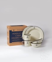 Pentleton Ivory White Enamel Outdoor Table Cutlery Double People Group Suit Non Snowpeak