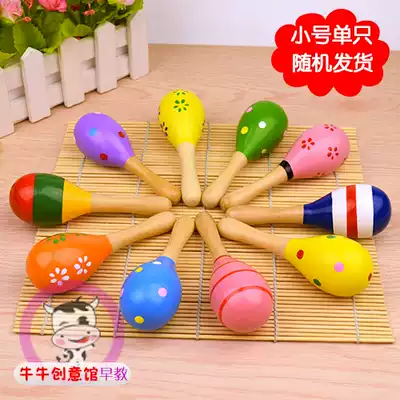 Baby sand hammer can bite double-headed newborn wooden children's kindergarten red baby big 0-1 year old Bell early education