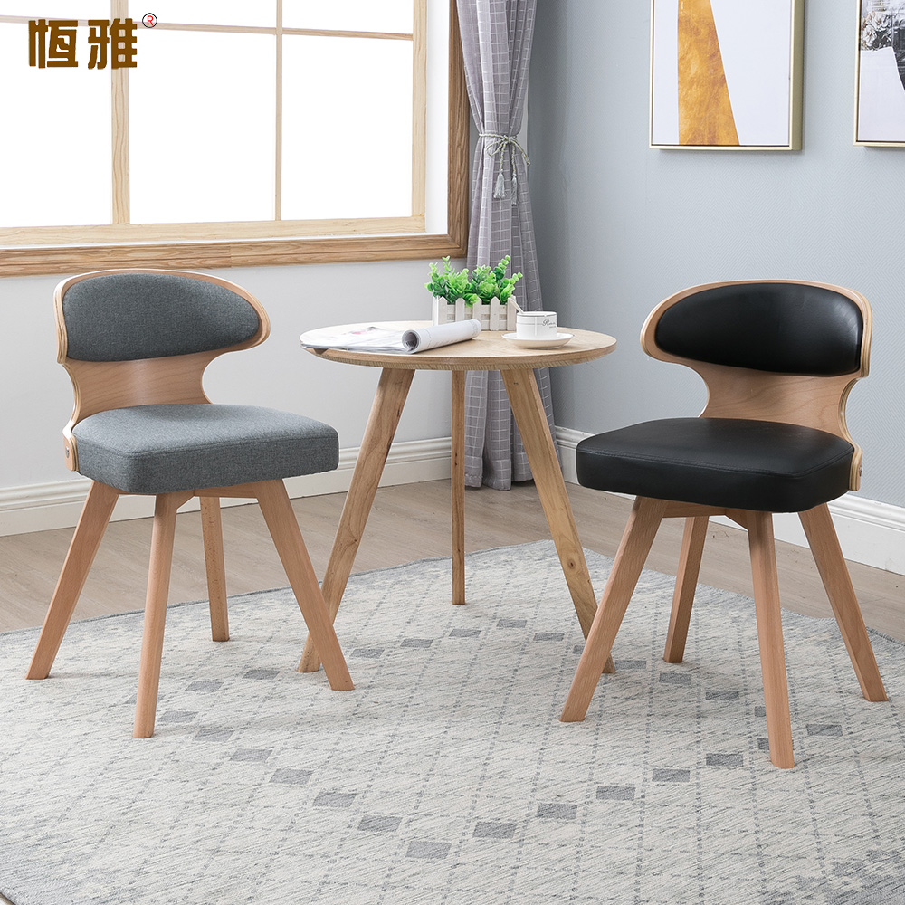 Nordic dining chair modern minimalist negotiation chair home solid wood back chair sample house display center milk tea shop cafe leisure chair