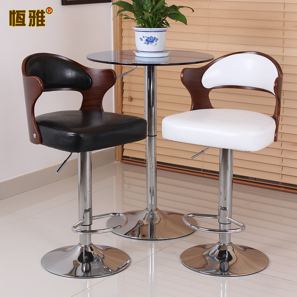 Bar chair bar chair Nordic home bar stool swivel lift chair solid wood back cashier front desk chair high stool