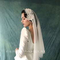 Mary Su * retro veil Republic of China lace crown headdress bride Net Red Pearl head yarn photo props hair hoop