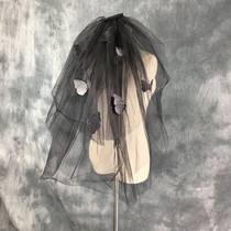 Mary Sue Halloween headdress Super fairy Gothic veil Lolita butterfly black veil photo props