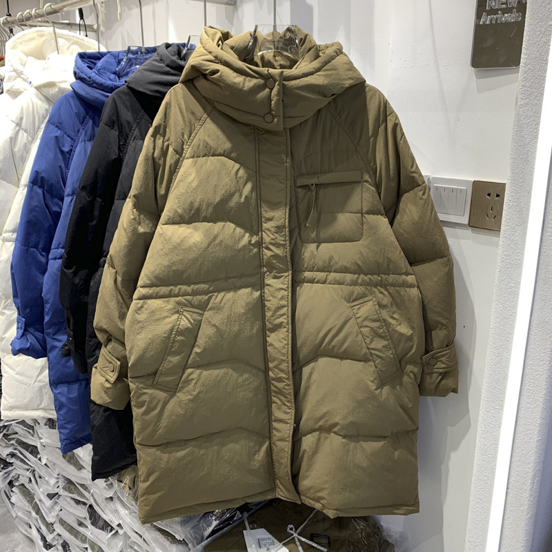 Down jacket women's mid-length 2021 new winter Korean version loose thickened hooded explosive style bread clothing cotton-padded jacket jacket