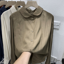 High-end long-sleeved chiffon shirt womens light luxury autumn new design sense niche temperament age-reducing small shirt top tide