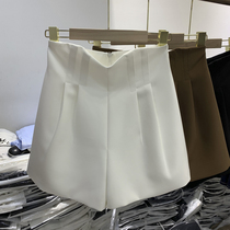 High-waist suit shorts womens summer 2021 new Korean version loose waist casual wide-leg mid-pants A-line five-point pants