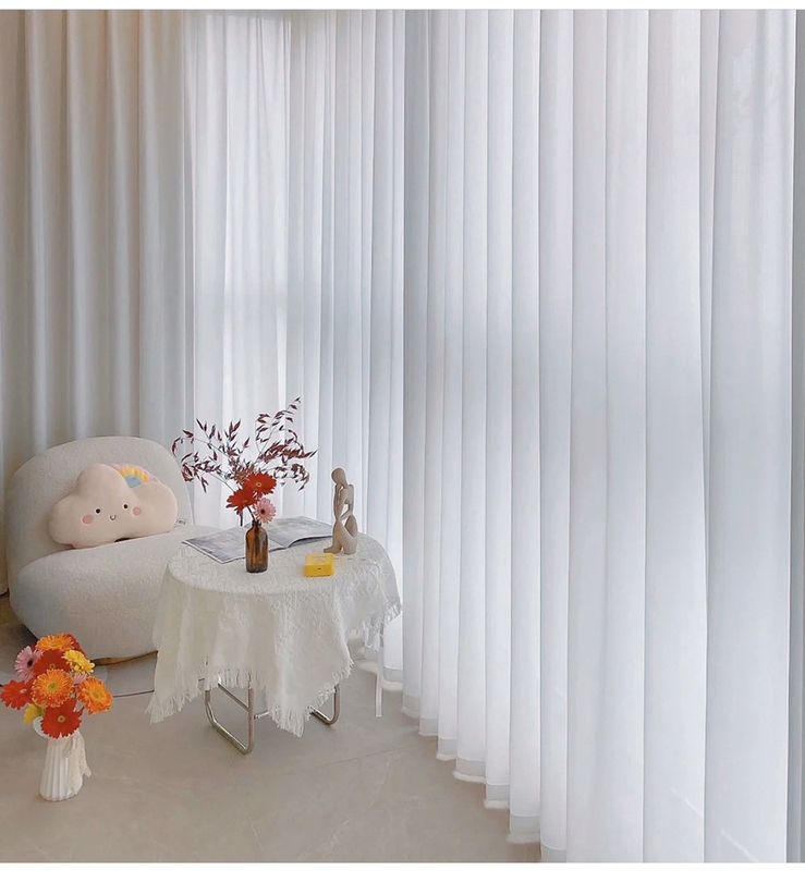 Clearance of Foreign Trade Goods: Ready-Made Linen Curtains for Bedroom, Blackout Linen Fabric, Hook-Type Rod-Pendant Curtains, Bay Window Illusion Sheer White Curtains