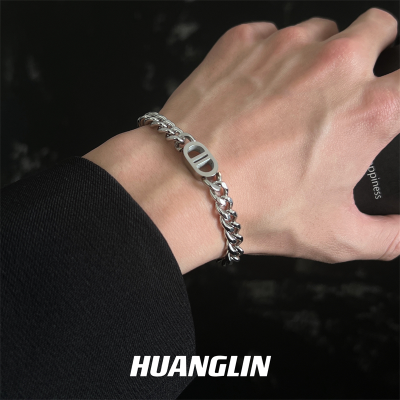 Trendy High-End Men's Bracelet, Versatile Light Luxury Simple Jewelry, Unisex Hip-Hop Accessories, Cuban Chain for Men