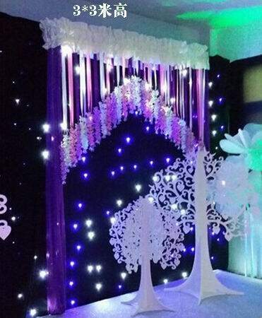 Wedding hotel decoration starry sky stage stage gauze star light curtain stage waterfall light gauze wedding light background