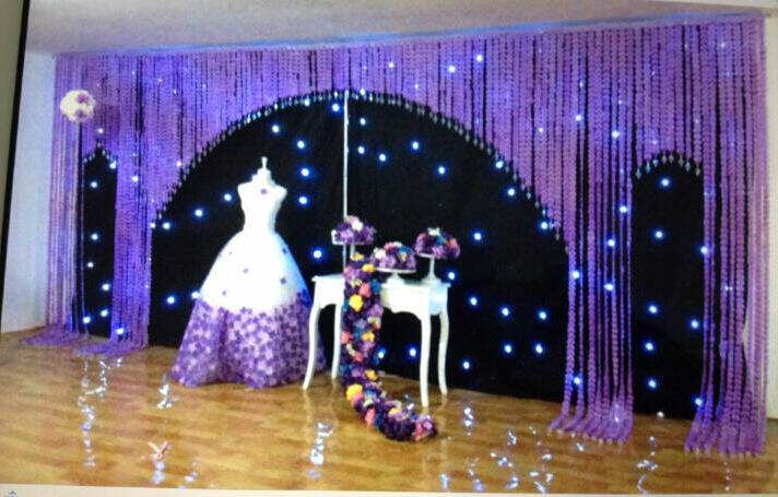 Wedding hotel decoration starry sky stage stage gauze star light curtain stage waterfall light gauze wedding light background