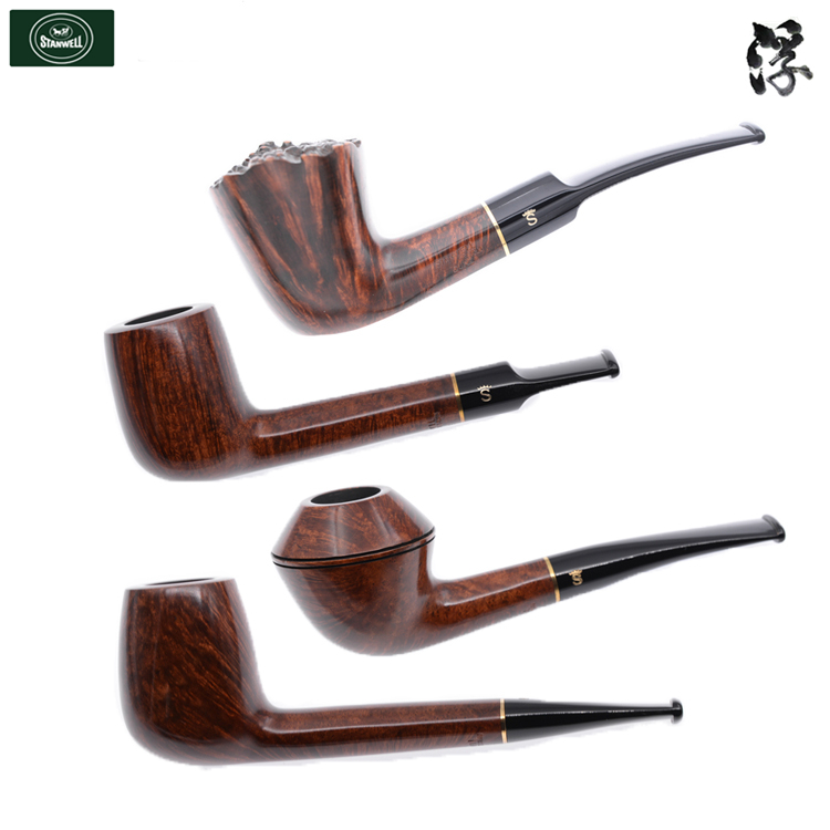 Denmark imports new Stanwell handmade stone wood pipe Duke flame-stripped leather port