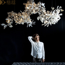 Postmodern simple ceramic leaf restaurant chandelier Nordic designer personality bar designer Sales hotel lamp