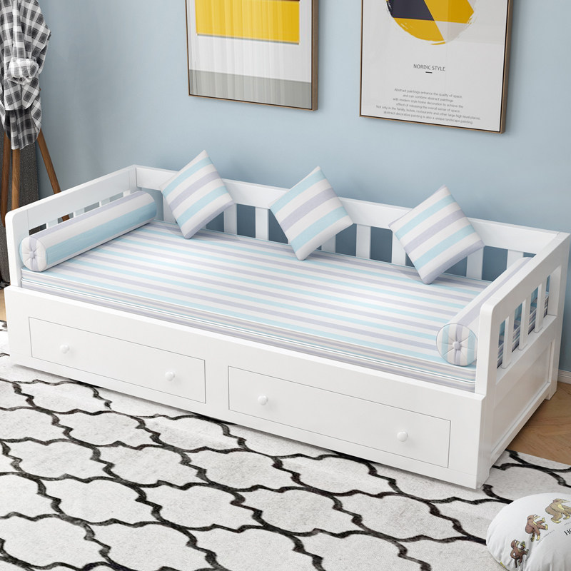Solid wood sofa bed double foldable push-pull small apartment living room single pull-out multifunctional daybed