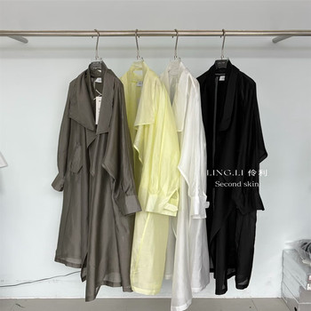 ແບບເງິນເກົ່າ lyocell tencel ເສື້ອກັນລົມກັນແດດຍາວສໍາລັບແມ່ຍິງ