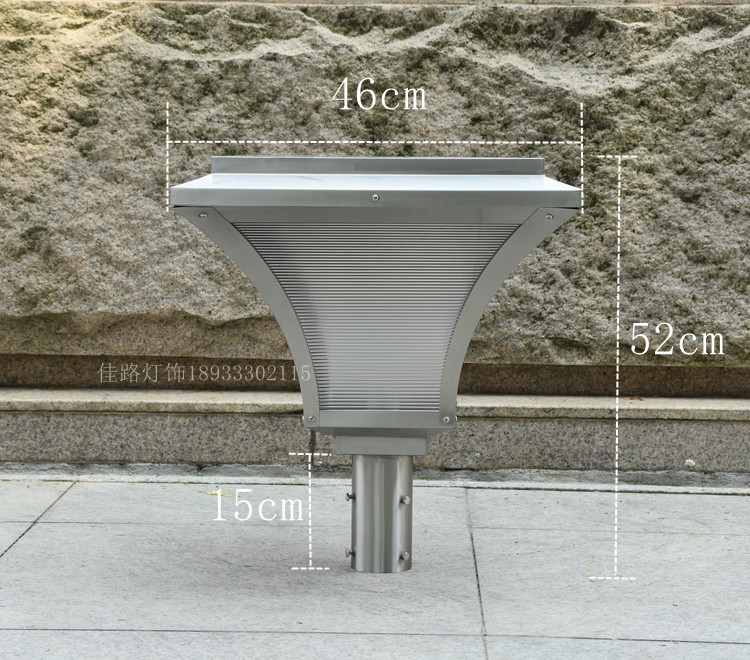 Single Lamp Head Does Not Include Lamp Pole, Simple Stainless Steel Garden Light, Round and Square Top-Mounted Street Light, Solar Lamp Head, Led