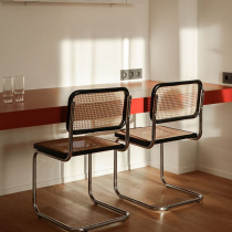 Retro dining chair Nordic net red ins rattan chic chairs brief home solid wood leaning back chair day style light and luxurious medieval chair