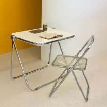 Nordic Transparent Small Square Table Tennis Red Ins Wind Medieval Folding Learning Table Bedroom Table Folk Sleeping Studio Small Desk