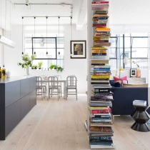 Nordic Sky Bookshelf Floor Turning Angle Iron Art Invisible Standing Small Bookcase Wall Creative Net Red Against Wall Shelf
