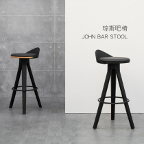 Nordic Iron Art Solid Wood Bar Bench Bar Commercial High Footstool Retro Loft Industrial Wind Front Desk Finish Silver High Chair