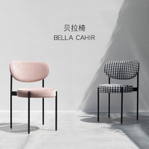 Nordic dining chair Modern simple home light luxury creative leisure Cafe restaurant chair Houndstooth dressing stool