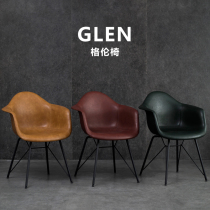 Nordic Dining Chair Home Leather Chair Creative Iron Art Backrest Restaurant Modern Minima Casual Commercial Negotiation Reception Chair