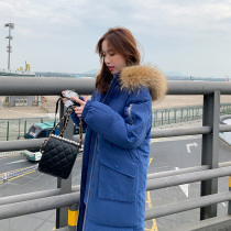 2020 Winter new large size cotton coat womens long peach leather cotton suit Korean loose padded jacket tide