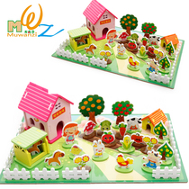 Kindergarten puzzle area Material Construction 3D puzzle model farm building blocks young children three-dimensional play toy gifts