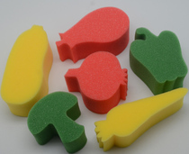 Vegetable and fruit graffiti sponge paint plate Palm rubbing table mud painting childrens art material color clay work impression