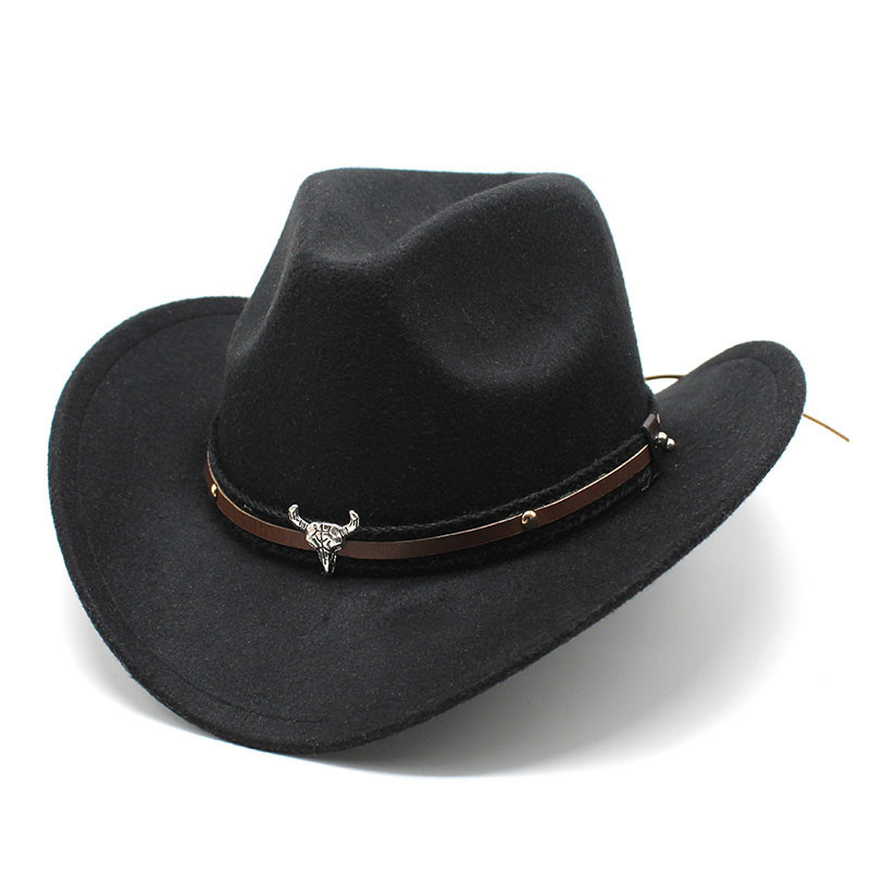 Western Cowboy Hat Black Knight Hat Unisex Riding Hat Equestrian Hat Metal Bull Head Logo Top Hat Western Cowboy Hat Black Knight Hat Unisex Riding Hat Equestrian Hat Metal Bull Head Logo Top Hat