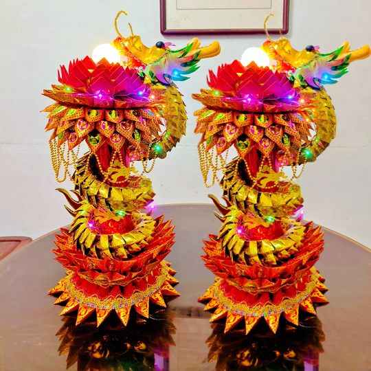 潮汕中秋拜月折纸塔民间艺术手工入门DIY材料包自粘送教程视频