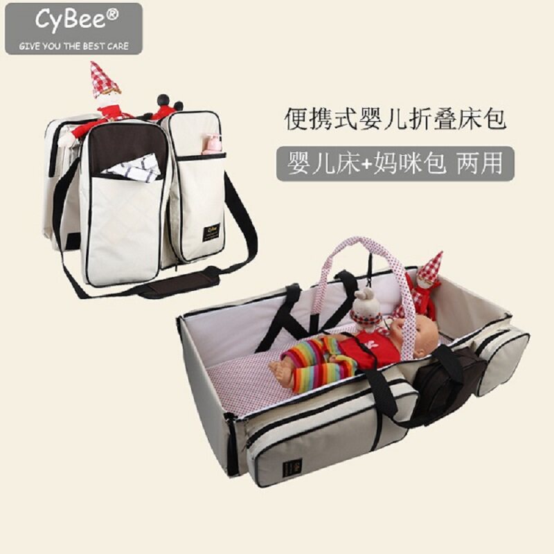 One Shoulder Mommy Bag Multifunctional Folding Crib Bag Portable Bed in Bed Baby Children Travel Basket Bed Bag