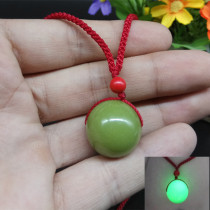  Super bright high-quality natural luminous stone round bead pendant Luminous luminous pearl rough stone couple childrens necklace pendant
