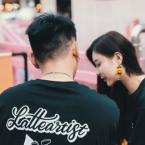 ADACREW summer original Tide brand spaceman letter print loose T-shirt men and women same cotton Black