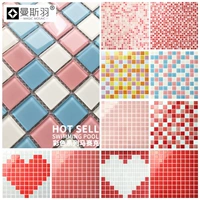 Розовая красная желтая стеклянная мозаика на стену, делается под заказ, популярно в интернете