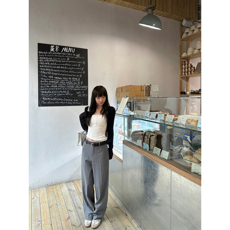 Nosemade Straight-Leg Dress Pants, Gray, Versatile for Daily Commuting, Straight-Leg Casual Dress Pants, Minimalist and High-End Feel, Long Pants