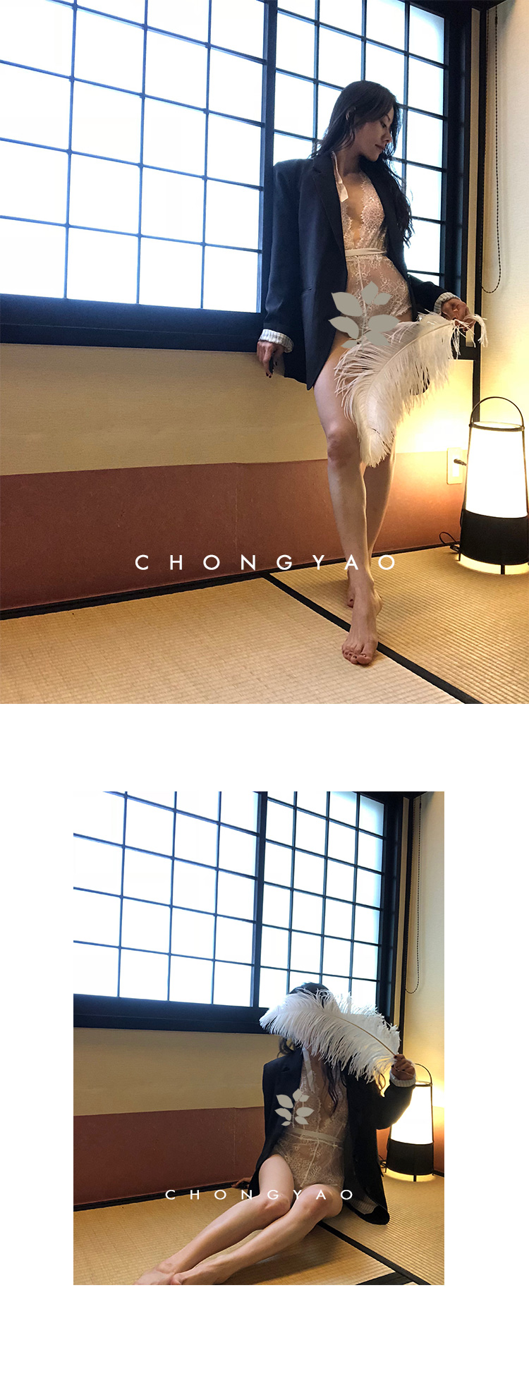 CHONGYAO 重 -Eyelash ren jumpsuit gợi cảm nội y đẹp