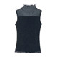 Lace high collar mesh bottoming shirt for women 2023 spring and summer new style bright silk tight inner top sleeveless t-shirt thin section