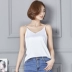 Áo lụa yếm nữ chạm đáy lụa đen gợi cảm sâu cổ chữ V mặc không tay bên trong ngắn áo ống Áo ba lỗ