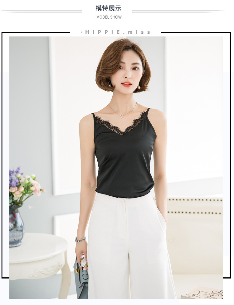 Đầm ren cổ chữ V nhỏ yếm nữ ngắn mặc gợi cảm phù hợp bên trong mùa hè áo sơ mi giảm béo cỡ lớn đồ công sở nữ