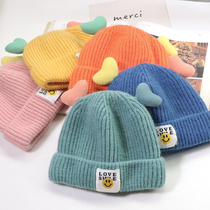 New autumn and winter baby hat knitted solid color warm baby and child wool cap casual cute and fresh