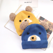 Double-ball autumn and winter baby hat knitted solid color warm baby and child wool cap casual cute and fresh