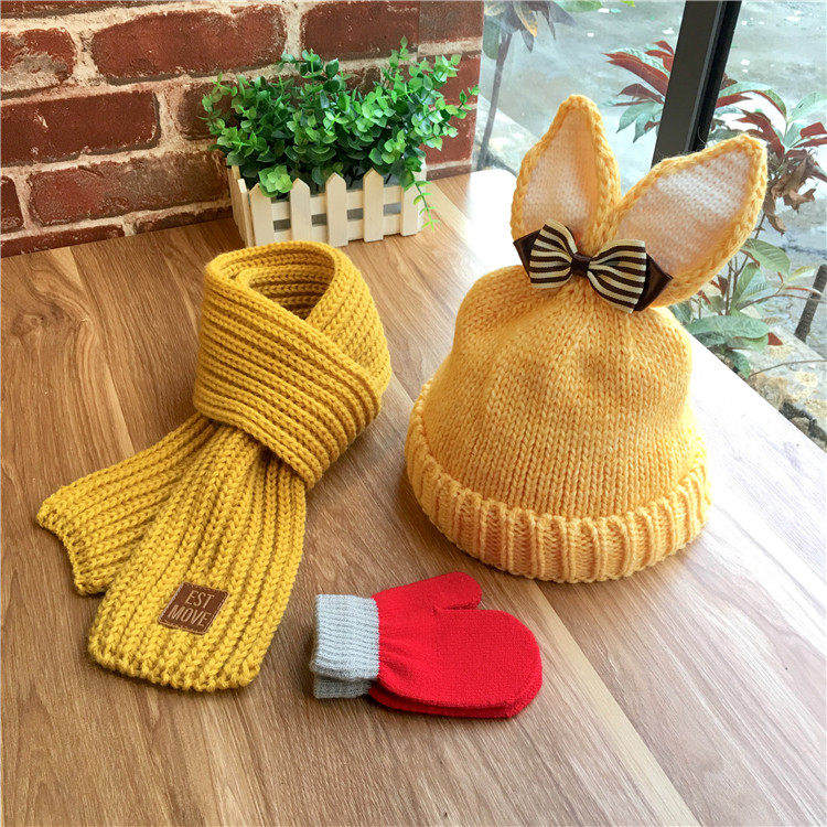 Autumn Winter Children Plus Suede Hat Girl Cute Princess Knit Cap Han Edition Male baby Warm Windproof Hair Line Cap Tide