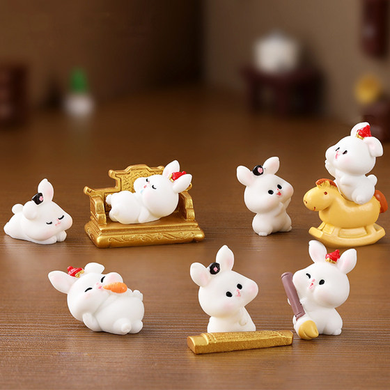 12 Zodiac Tiangong Little Rabbit Doll Guzheng Model Children's Paradise Micro Landscape Decoration Baking Cake Decoration