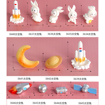 Astronaut Suit Bunny Doll Orbital Return Capsule Rocket Space Plane Ornament Creative Baked Cake Ornaments