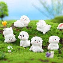 12 zodiac little white dog resin doll childrens play house toy fish tank meaty dress up baking cake decoration