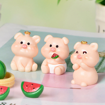 Watermelon-Eating Piggy 12 Zodiac Dolls Creative Dolls Succulent Potted Plants Micro Landscape Ornaments Baking Cake Decorations