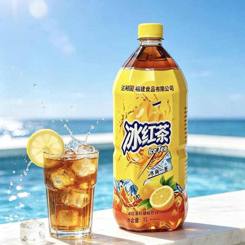 Iced Black Tea Bottled 1L Lemon-Flavored Refreshing Green Tea Summer Fruit-Flavored Tea Drink Large Bottle Wholesale to Relieve Greasiness and Quench Thirst